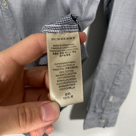 Vintage Burberry Brit Diamond Pattern Long Sleeve Oxford Shirt Gray men's Small - Picture 6 of 8